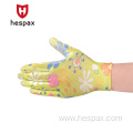 Hespax Women Daily Flower Patterned Housework PU Gloves